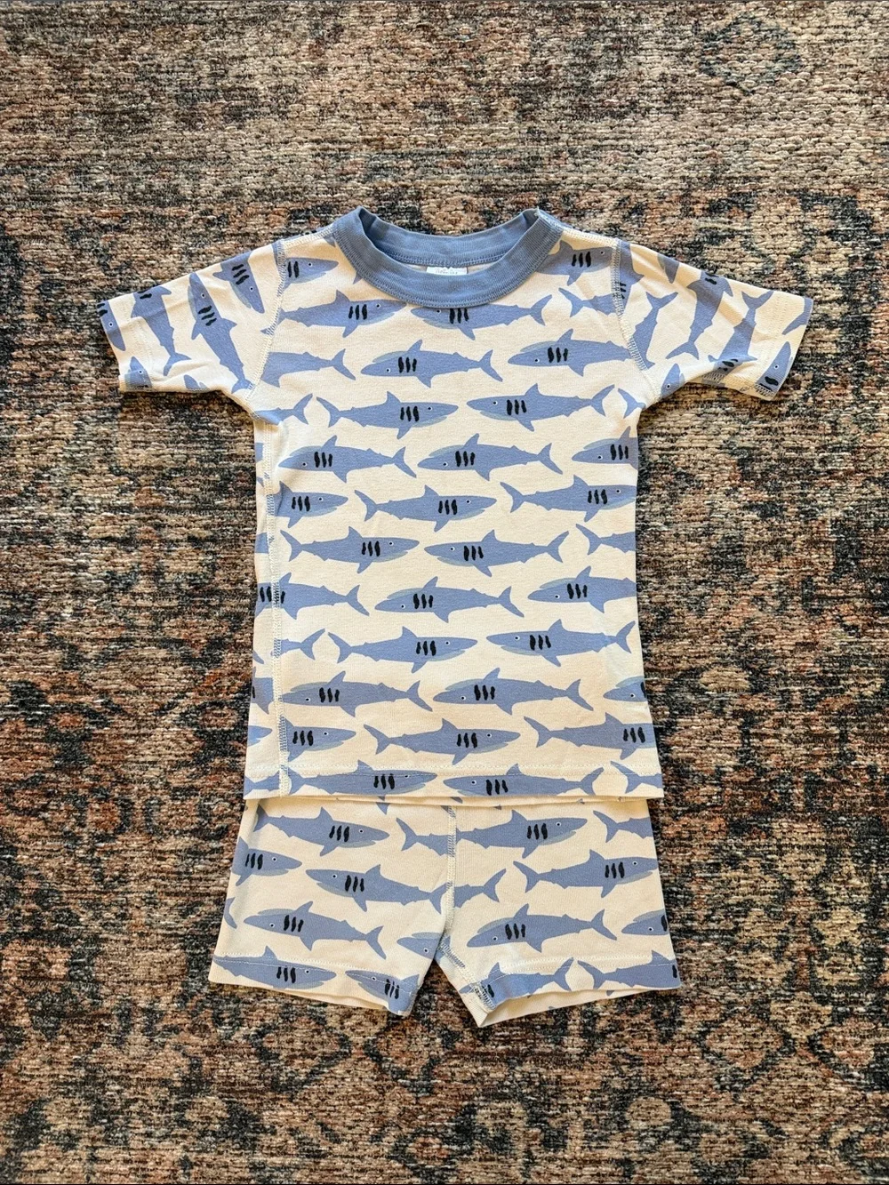 Hanna Andersson Blue & White Shark Pajama Set